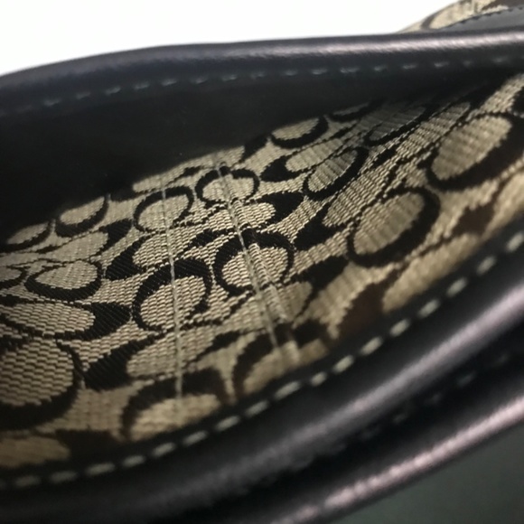 Coach Brown Canvas Leather Sig C Corner Zip Wristlet Mini Pouch - Picture 13 of 16